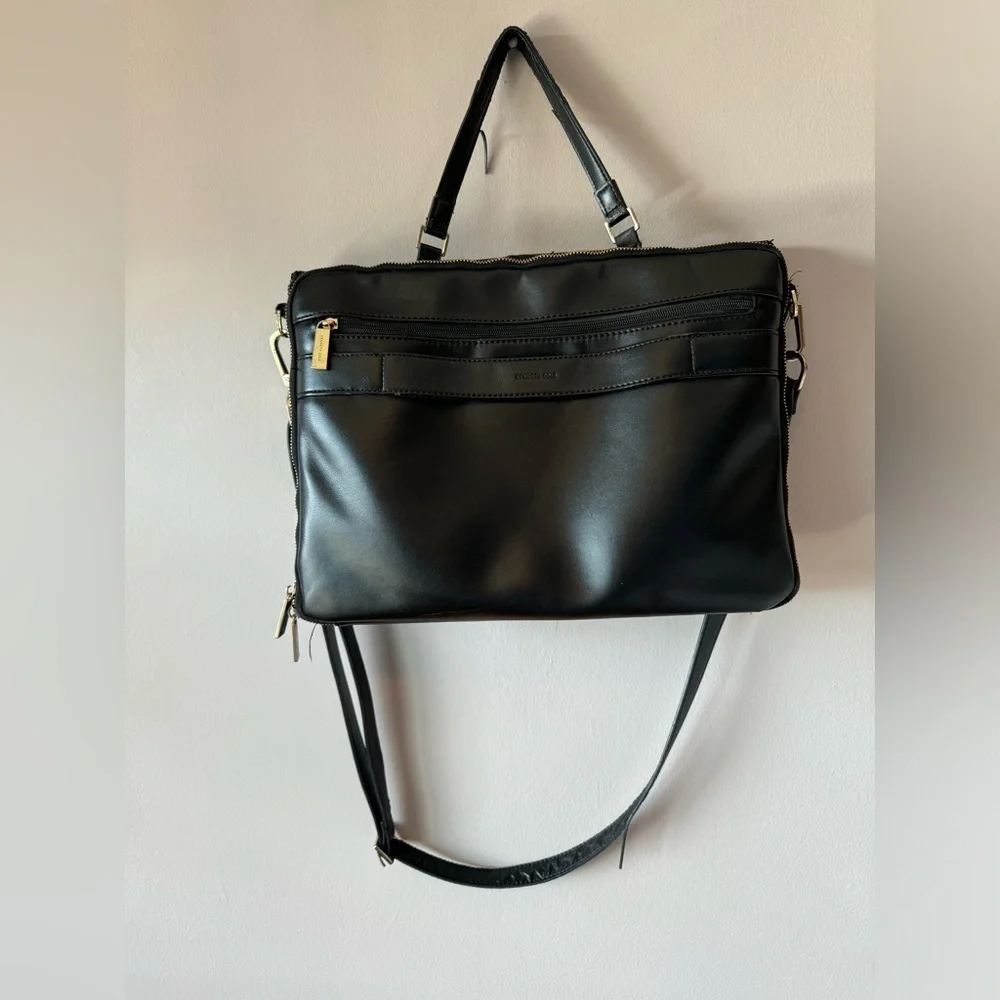 KENNETH COLE Leather Laptop Crossbody Briefcase w/Flap, Unisex